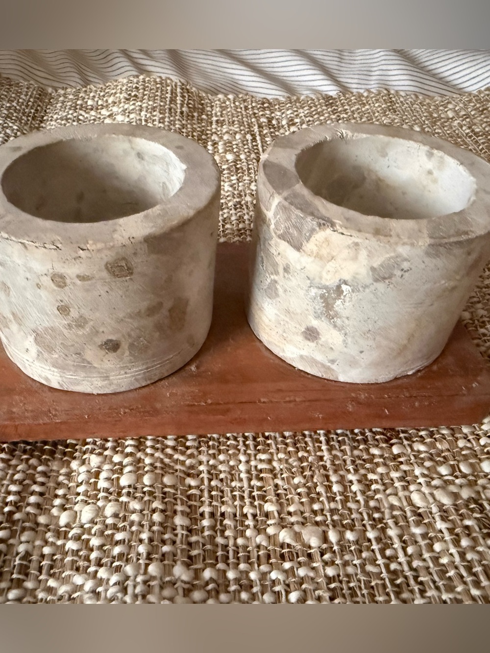 Rustic Concrete Cylinder Planter Pair - Neutral